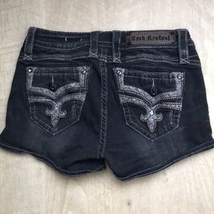 Black Stretch Rock Revival Shorts